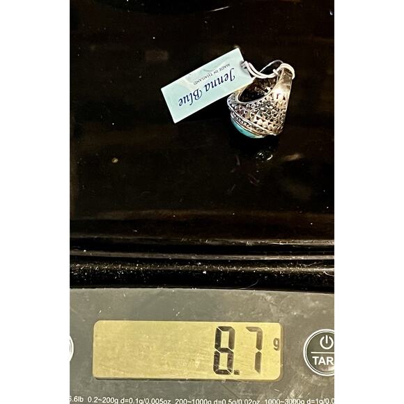 STERLING SILVER Jenna Blue Cabochon TURQUOISE Domed Ring Size 7 - Vintage NOS - Picture 15 of 15